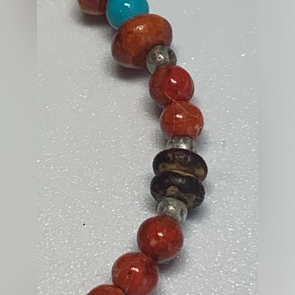 Silpada Rare Sterling Silver Coral, Turquoise, Wood, Shell Bead Hoop Earrings - Picture 10 of 16